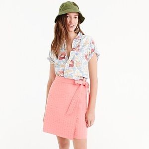 J. Crew Pink Textured Stripe Side Tie Skirt